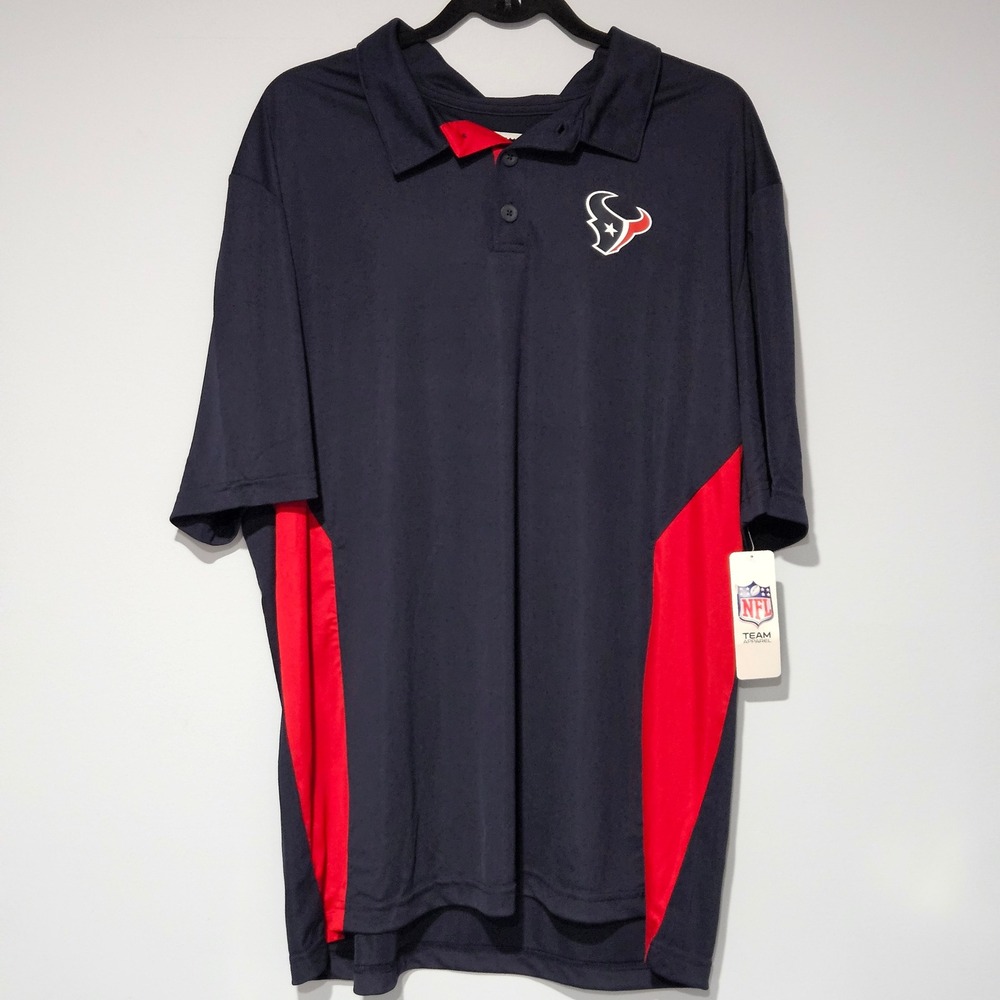 Houston Texans NFL Team Apparel Polo‎ Shirt Mens XXL Navy Red